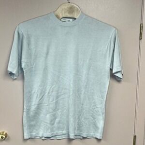 Pronto Uomo Mens Silk Crew Neck T Shirt XL Light Blue Short Sleeve 4 Ply NWT